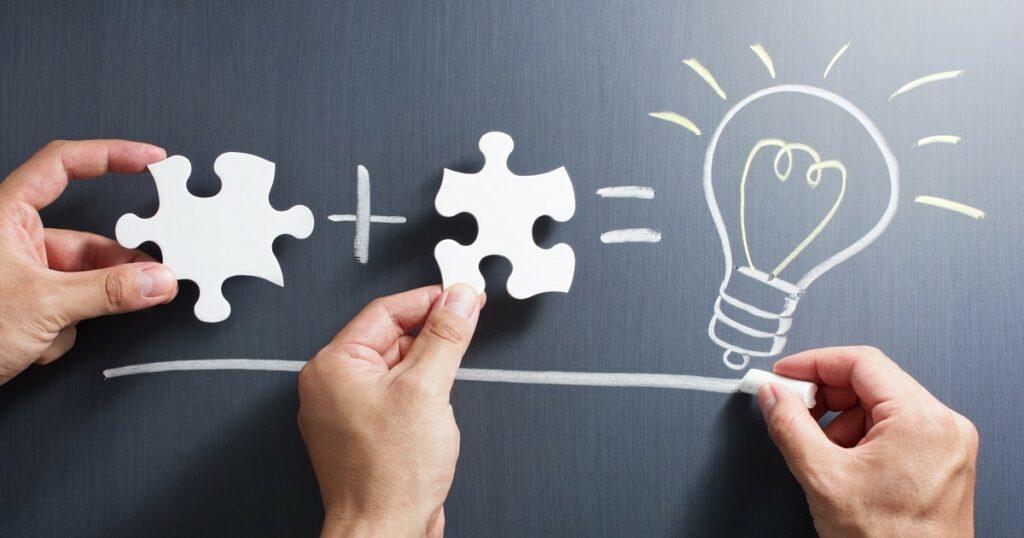 Solving puzzle together.